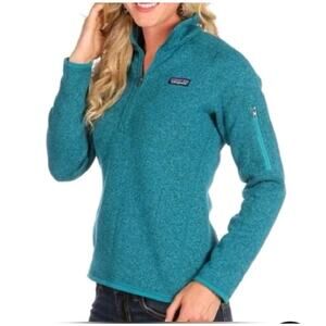 Patagonia Women's Size L Better Sweater Teal Blue Green 1/4 Zip Pullover